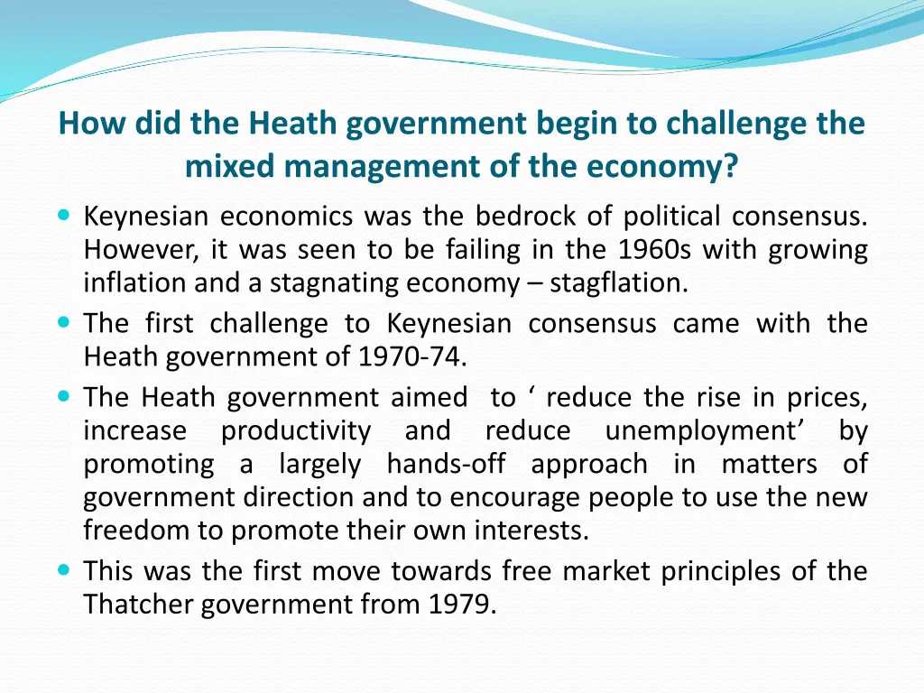 how did the heath government begin to challenge