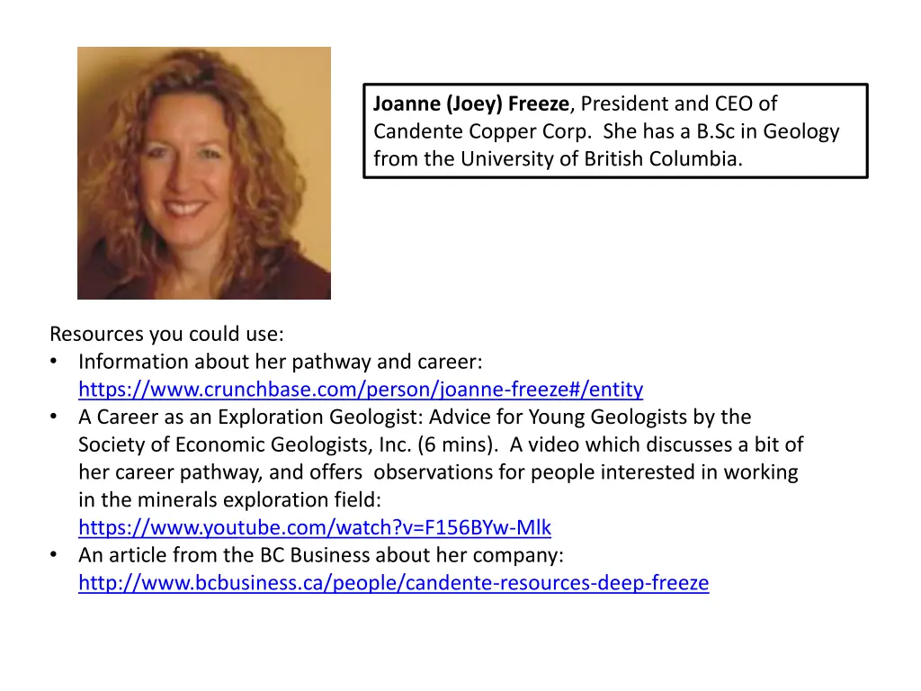 joanne joey freeze president and ceo of candente