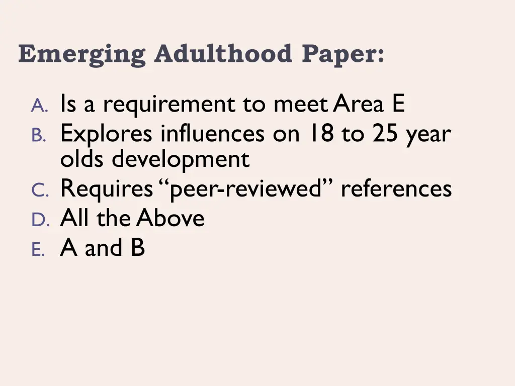 emerging adulthood paper