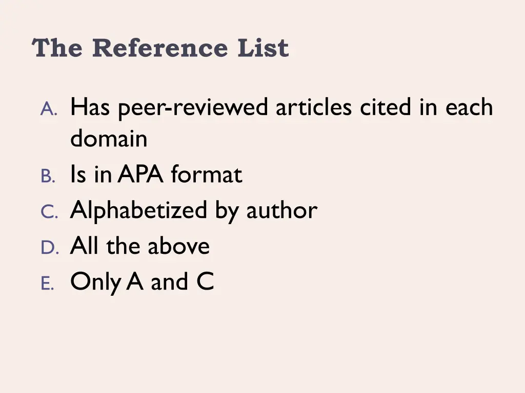 the reference list