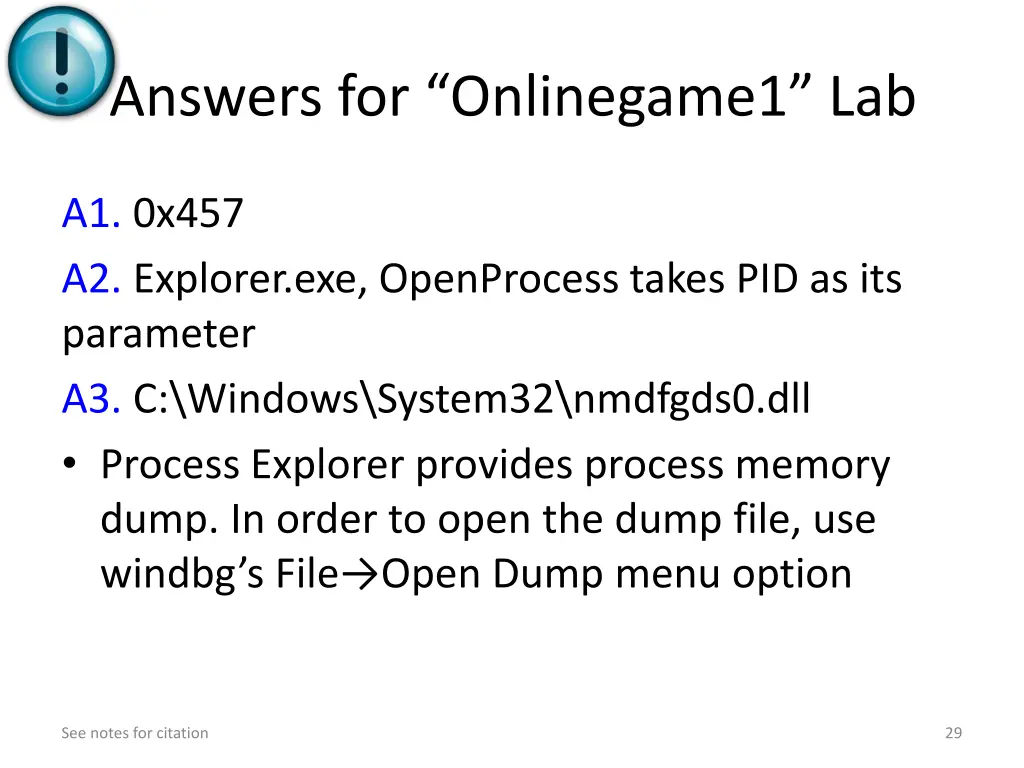 answers for onlinegame1 lab