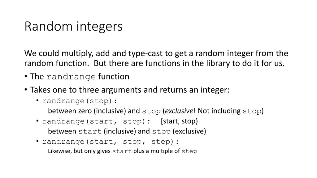 random integers