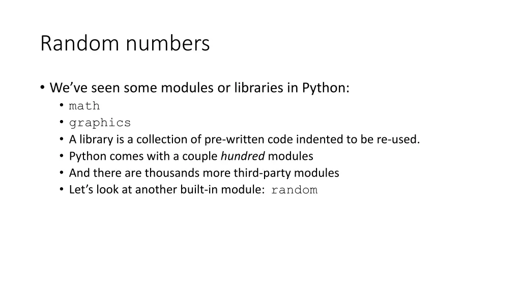 random numbers