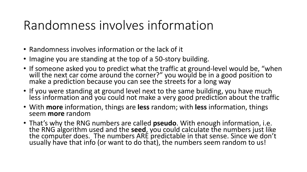 randomness involves information