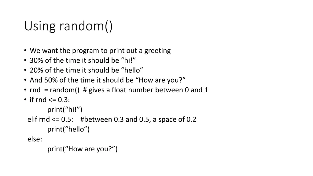 using random