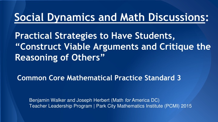 social dynamics and math discussions