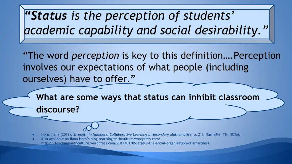 status is the perception of students academic