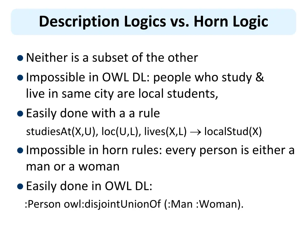 description logics vs horn logic