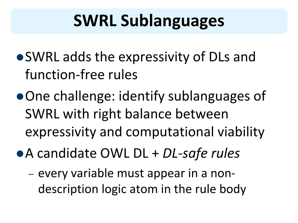 swrl sublanguages