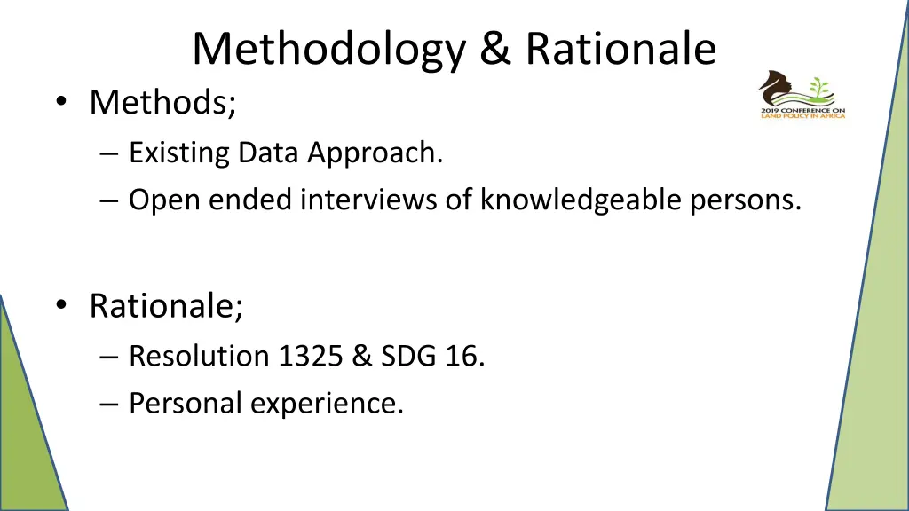 methodology rationale methods existing data
