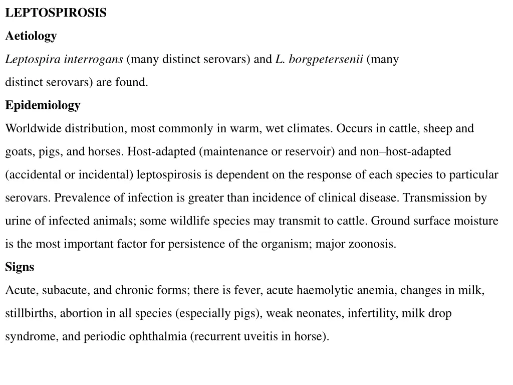 leptospirosis