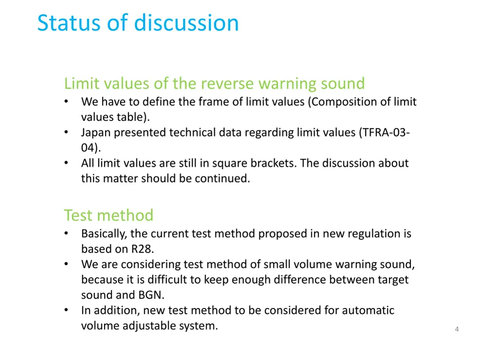status of discussion 1