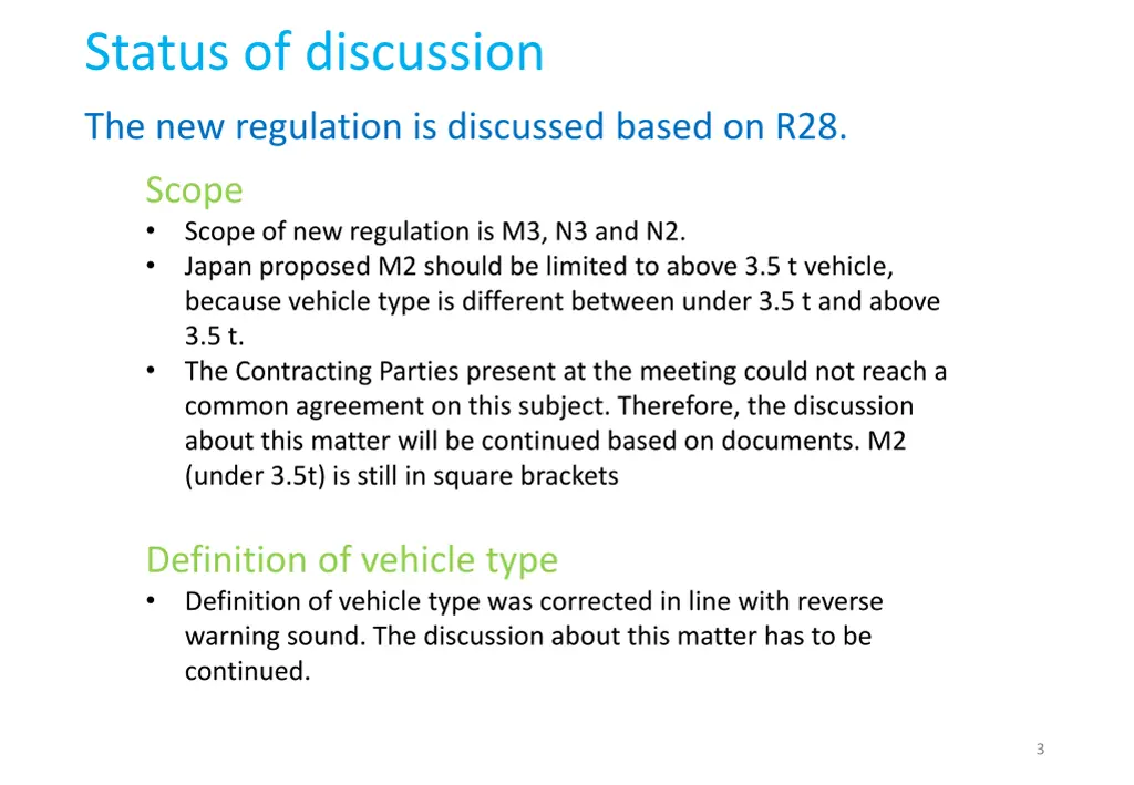 status of discussion