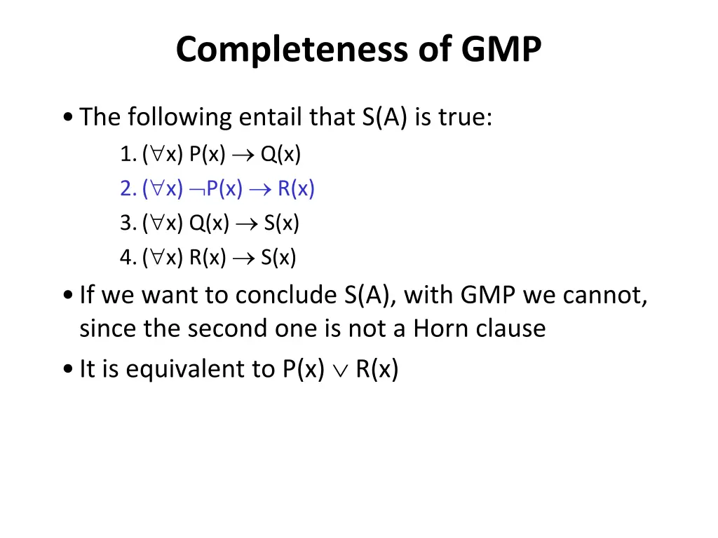 completeness of gmp 1