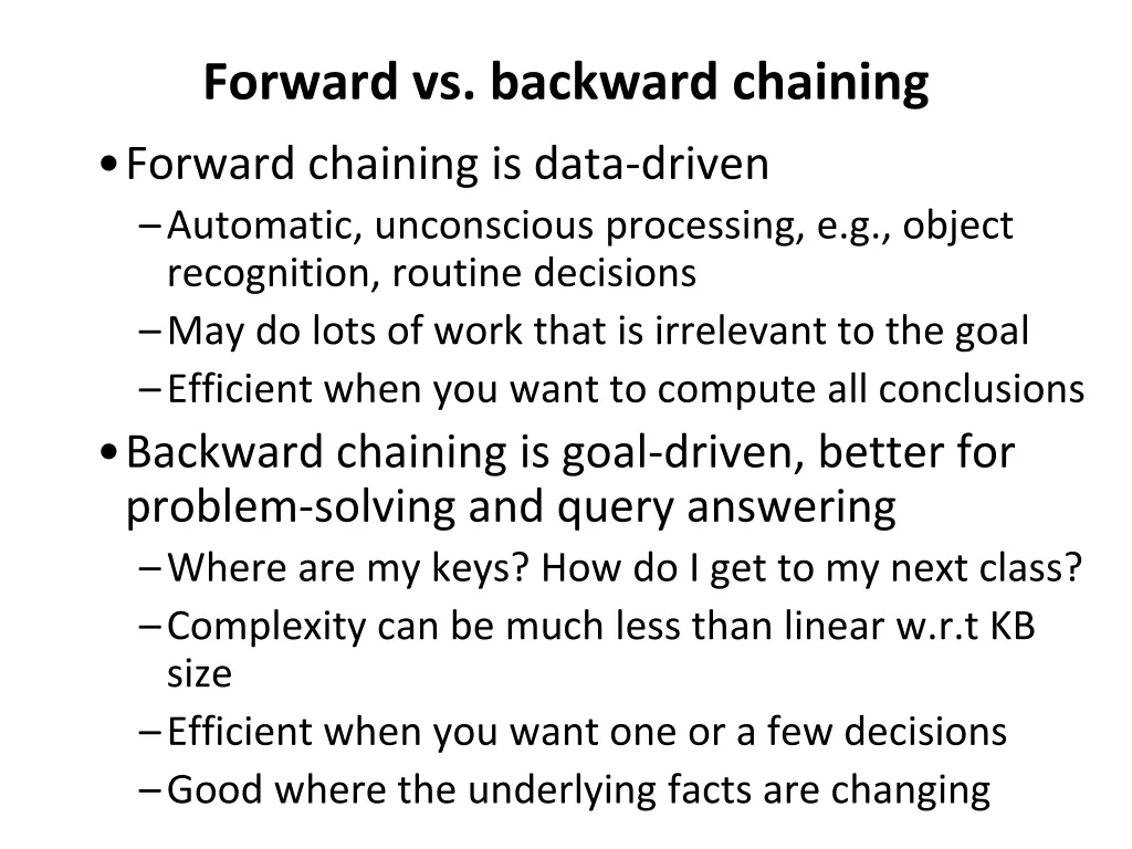 forward vs backward chaining