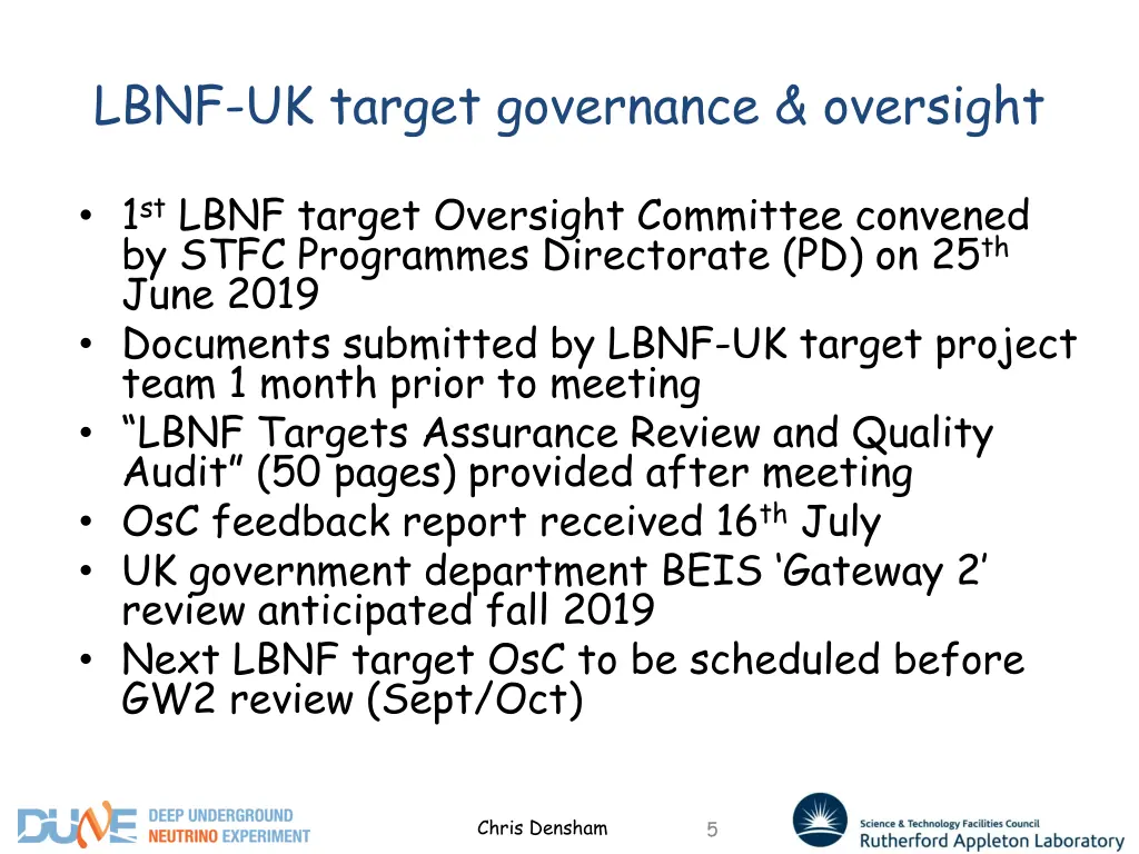 lbnf uk target governance oversight