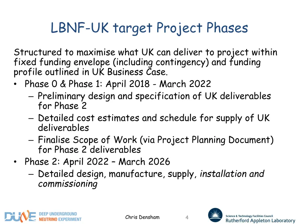 lbnf uk target project phases