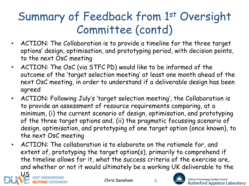 summary of feedback from 1 st oversight committee 2
