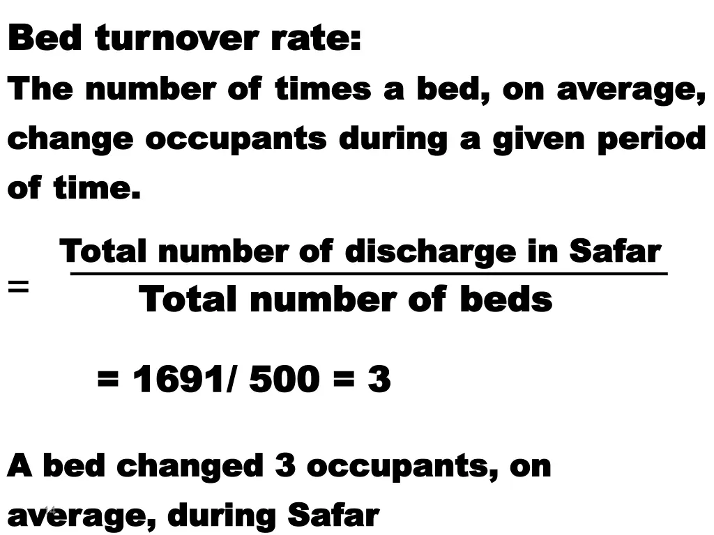 bed turnover rate bed turnover rate the number