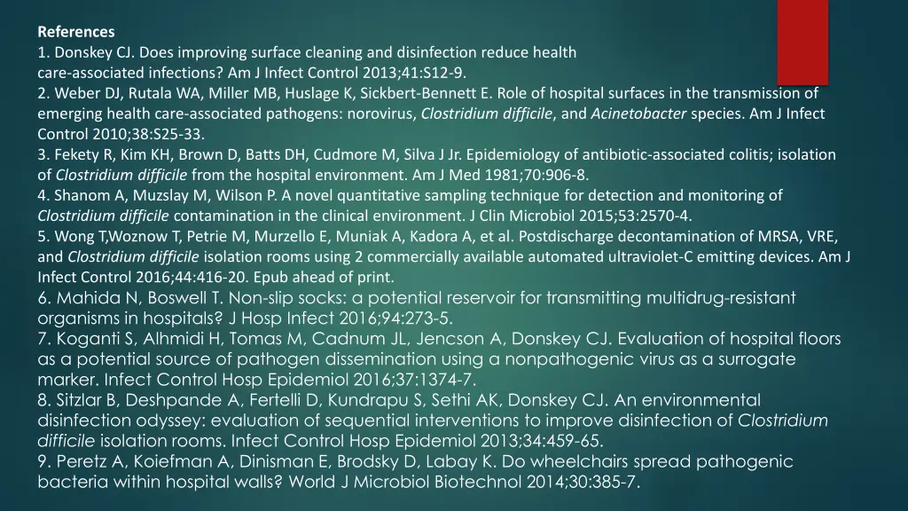 references 1 donskey cj does improving surface