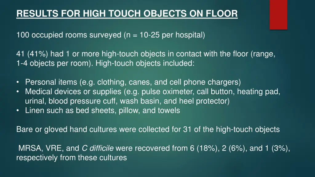 results for high touch objects on floor