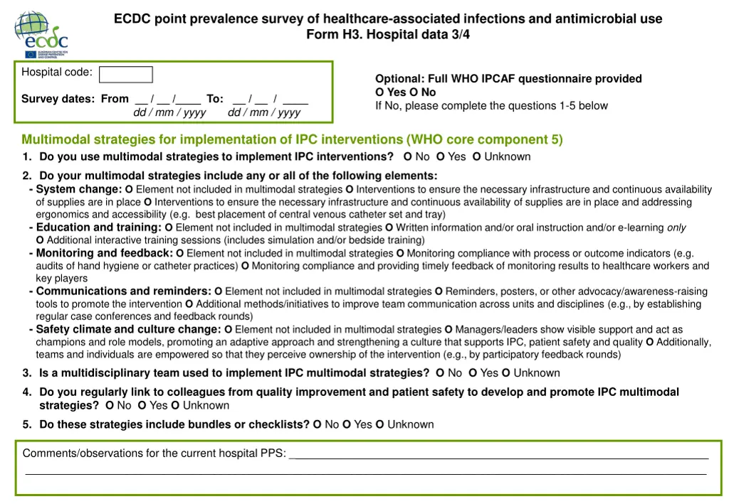 ecdc point prevalence survey of healthcare 5