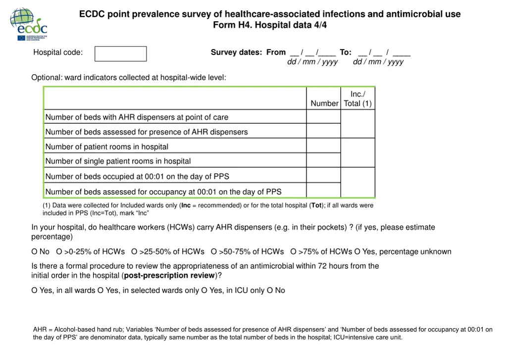 ecdc point prevalence survey of healthcare 6
