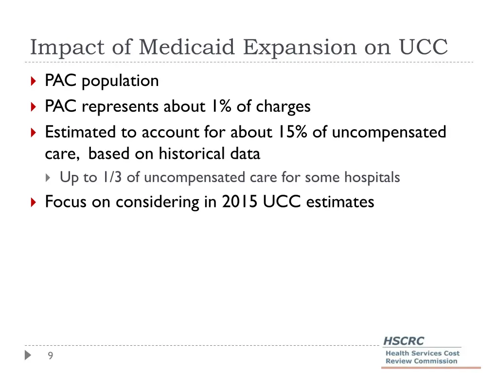 impact of medicaid expansion on ucc