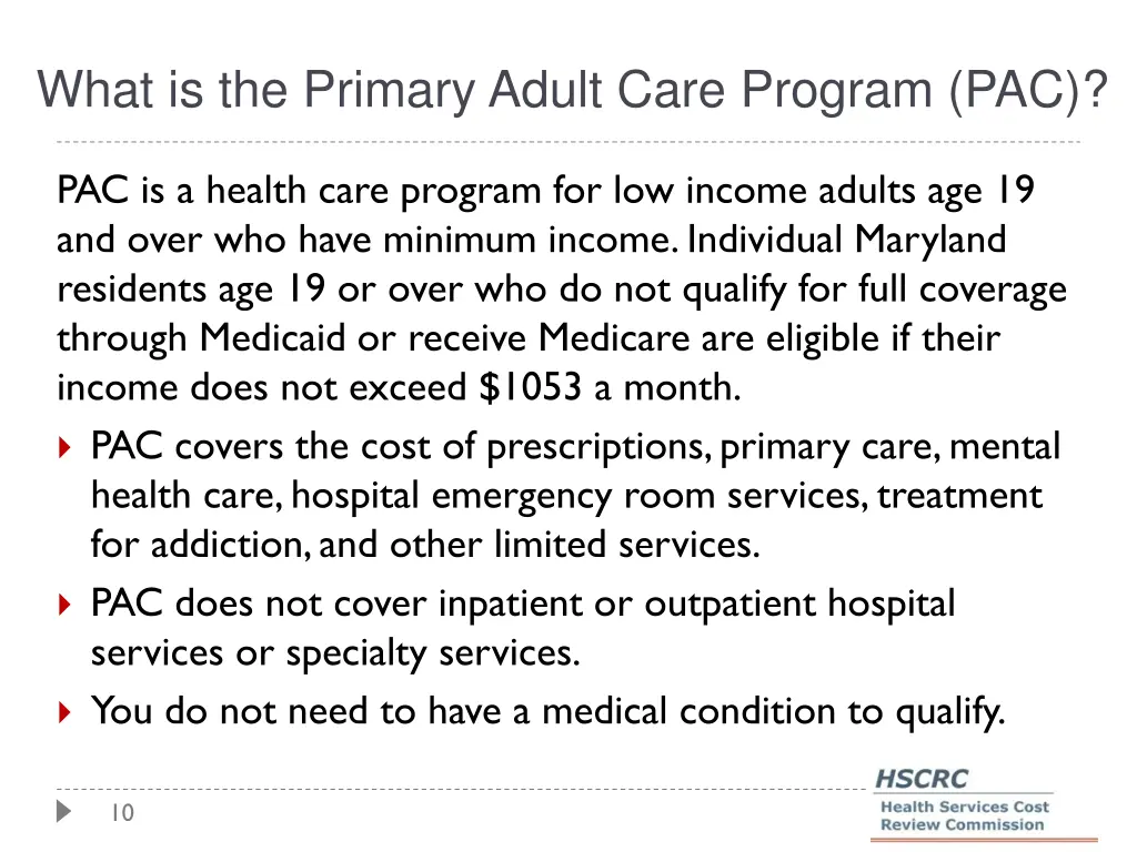 what is the primary adult care program pac
