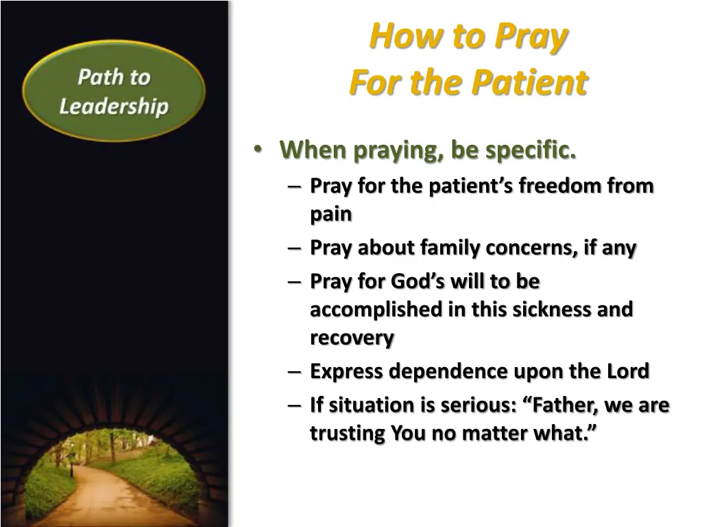 how to pray for the patient