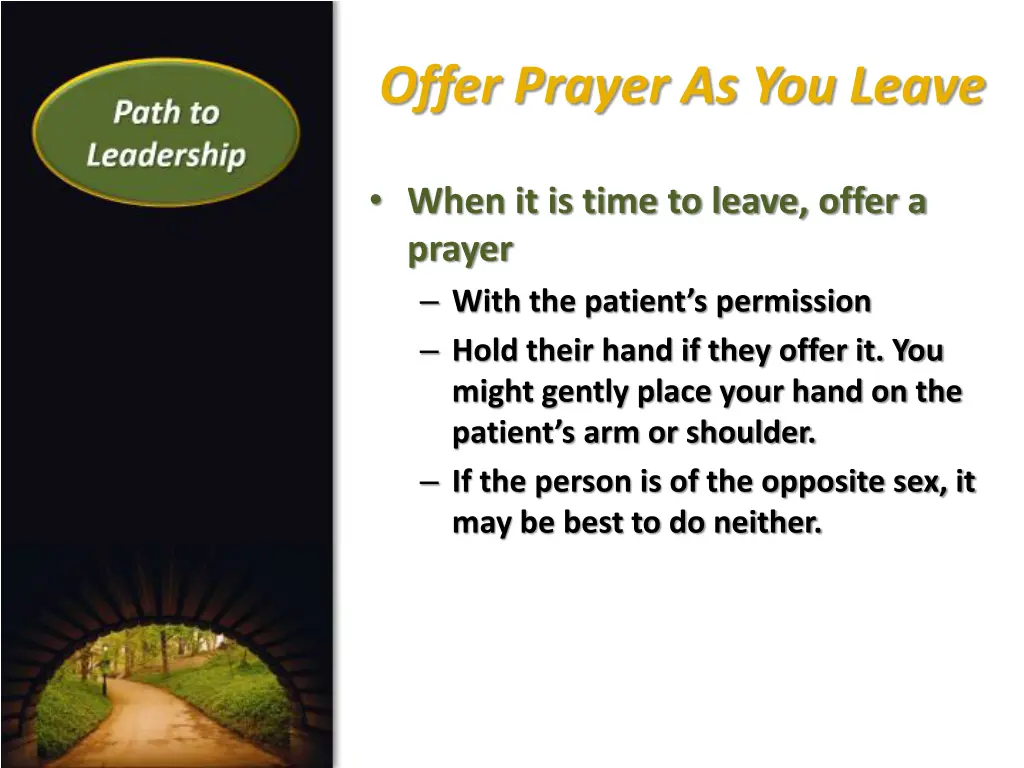 offer prayer as you leave