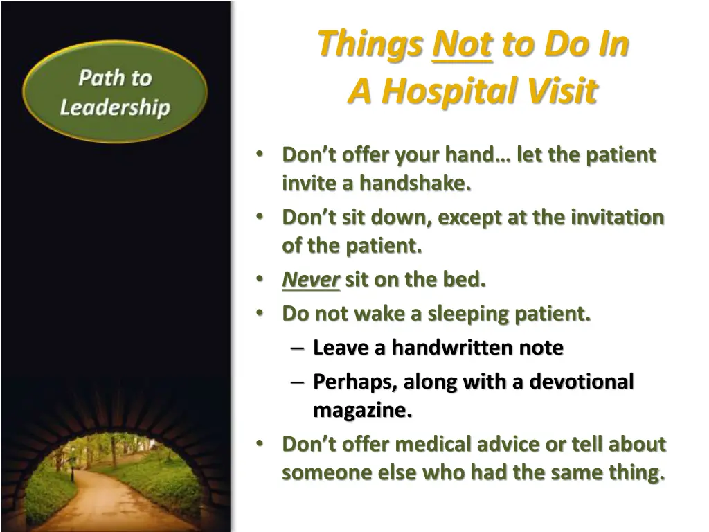 things not to do in a hospital visit