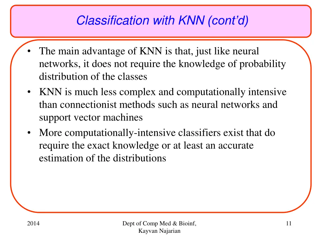 classification with knn cont d