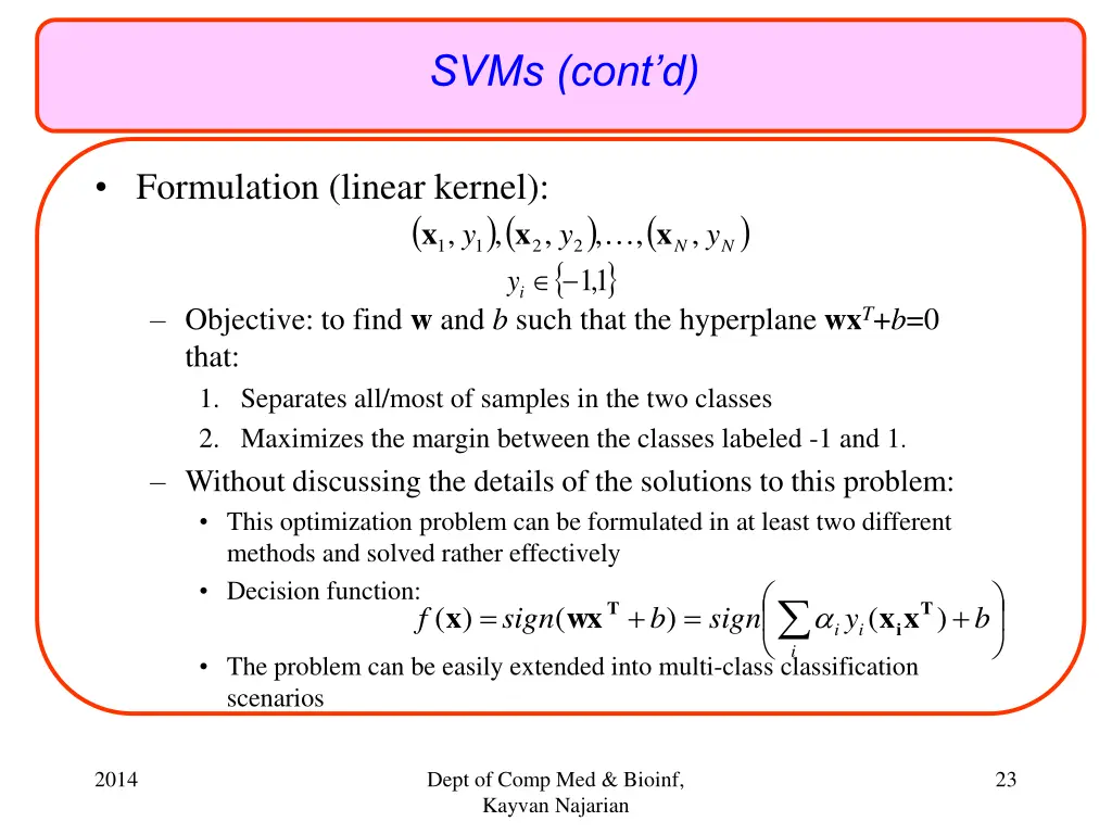 svms cont d