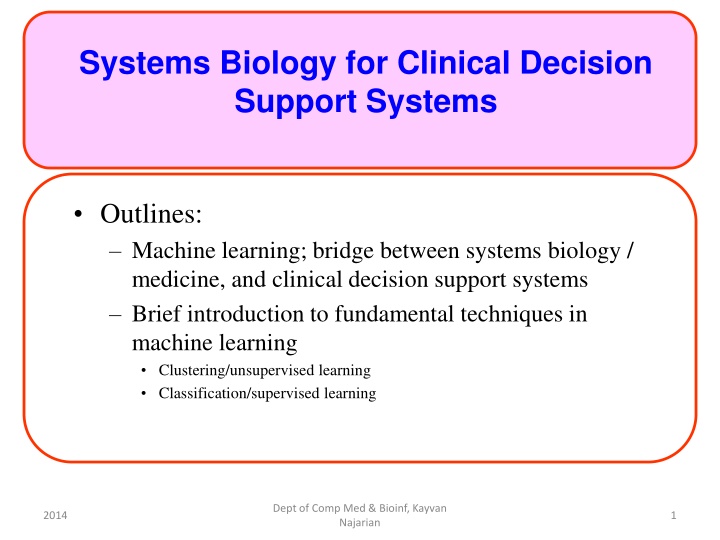 systems biology for clinical decision support