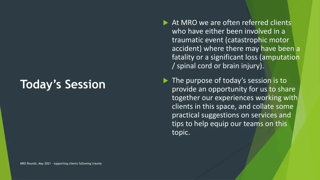 at mro we are often referred clients who have