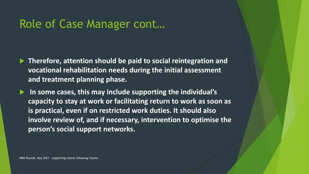 role of case manager cont
