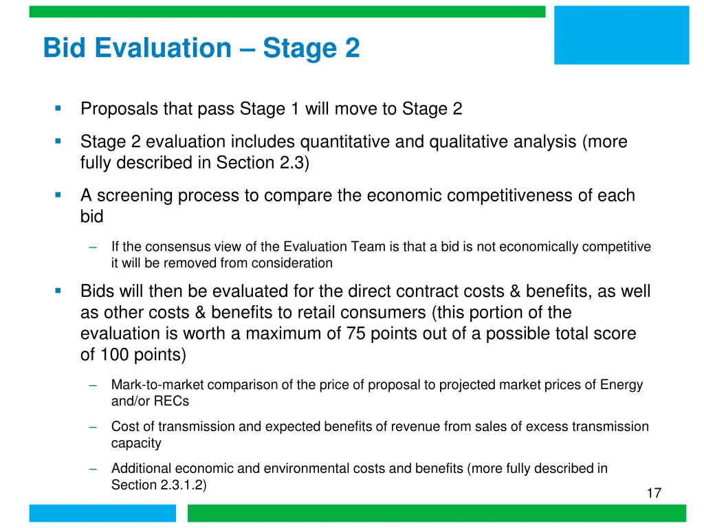 bid evaluation stage 2