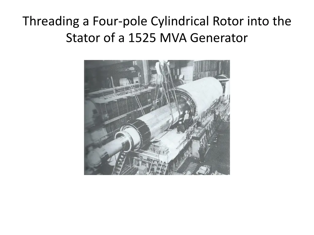 threading a four pole cylindrical rotor into