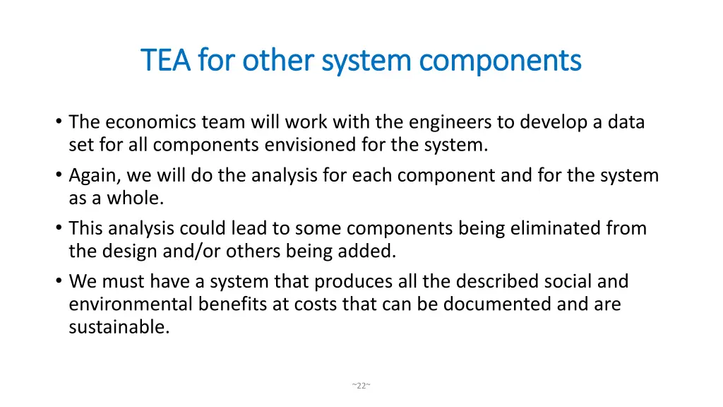 tea for other system components tea for other