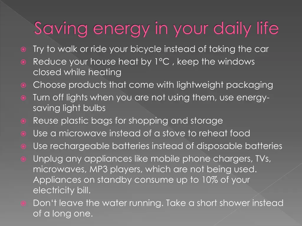 saving energy in your daily life