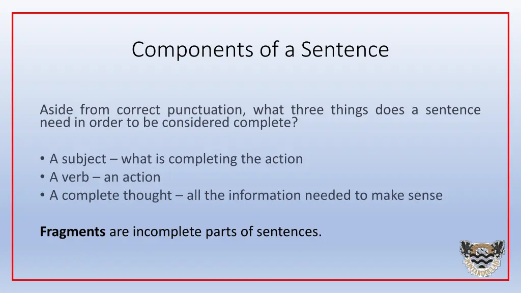 components of a sentence