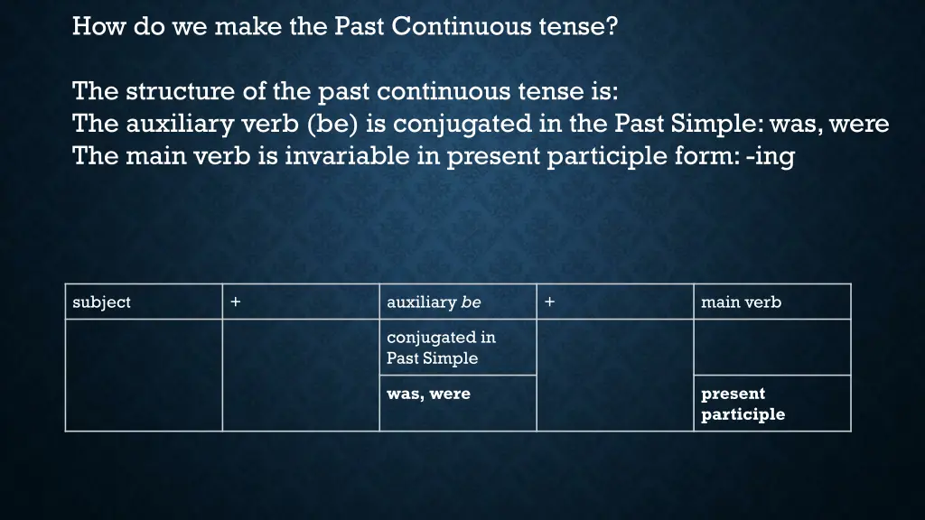 how do we make the past continuous tense