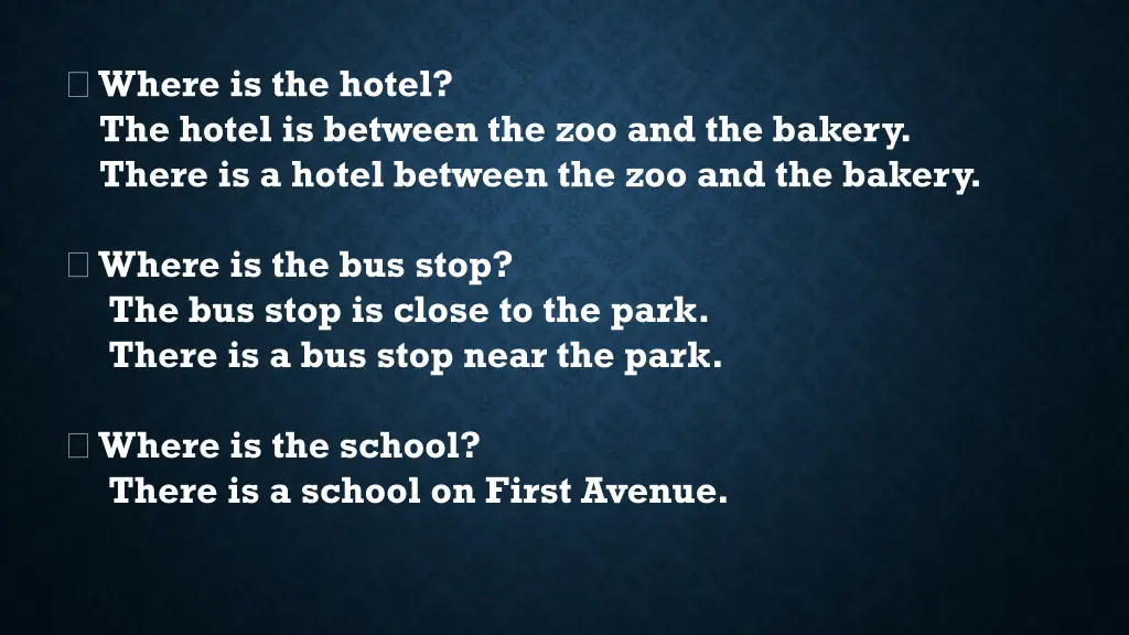 where is the hotel the hotel is between