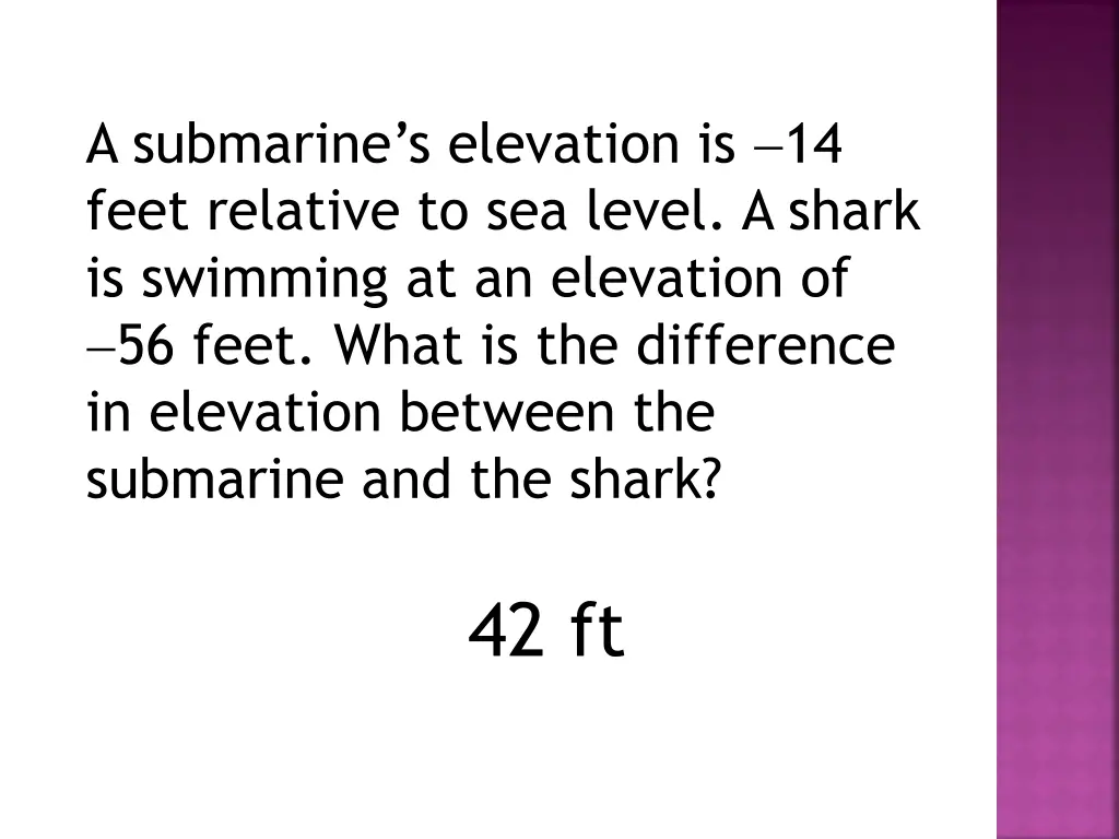 a submarine s elevation is 14 feet relative