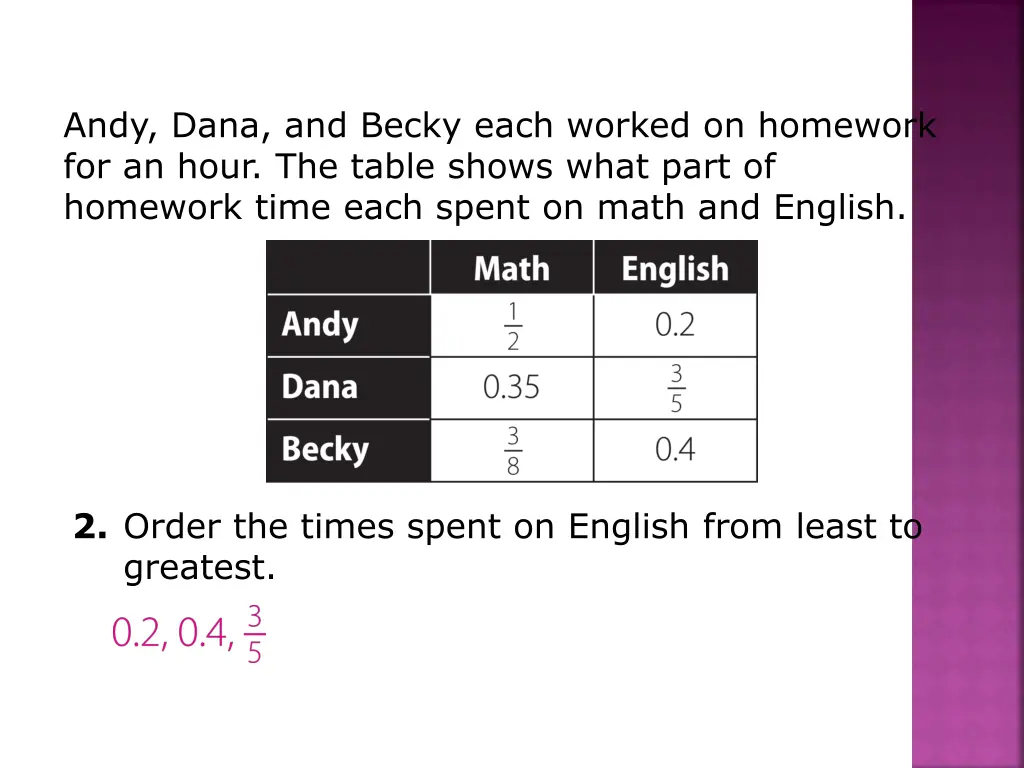 andy dana and becky each worked on homework 1