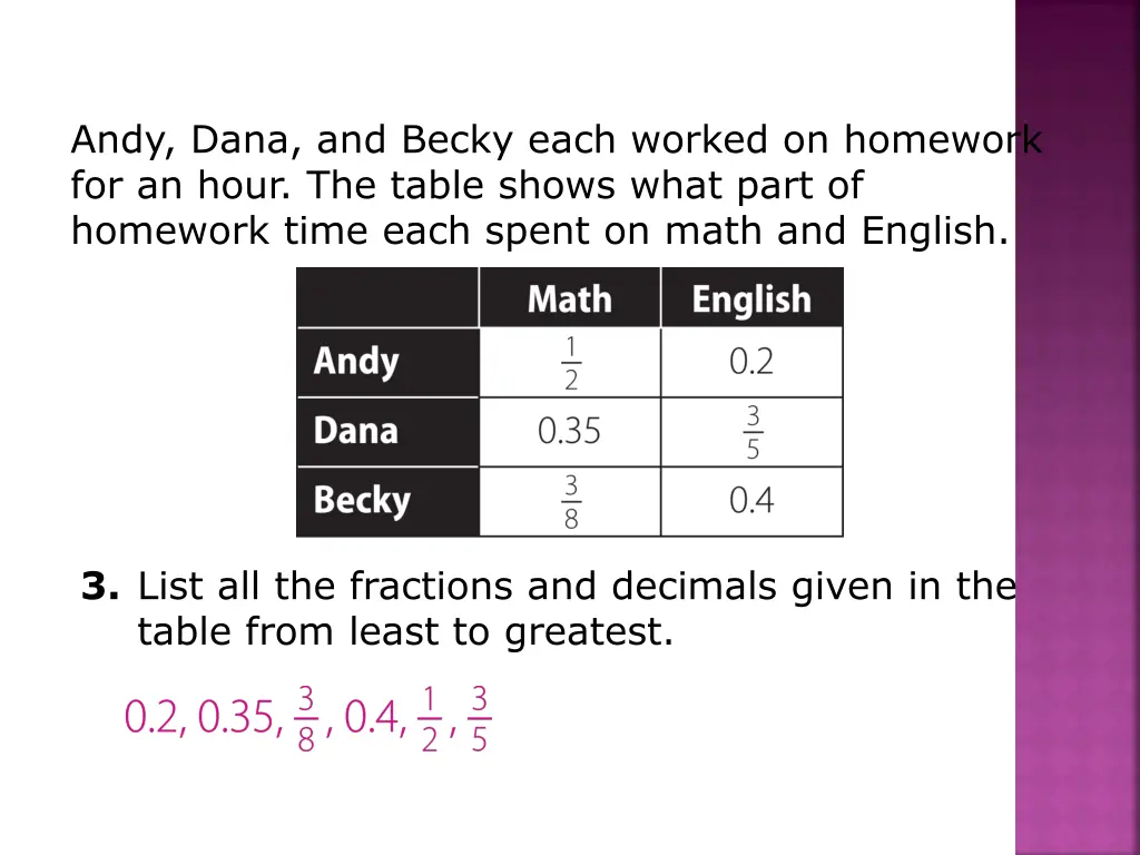 andy dana and becky each worked on homework 2