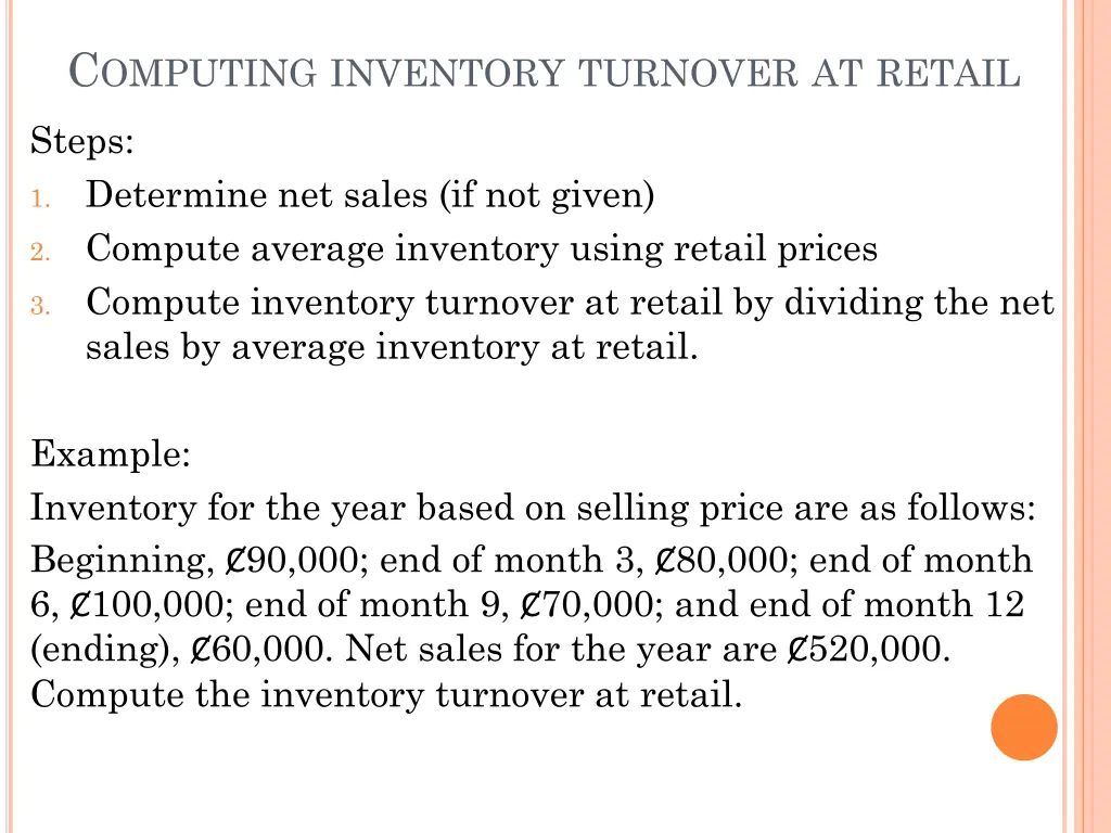 c omputing inventory turnover at retail