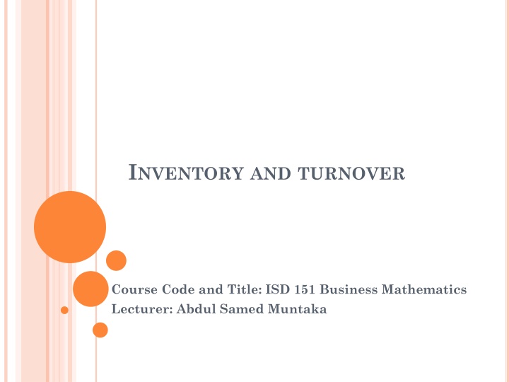 i nventory and turnover