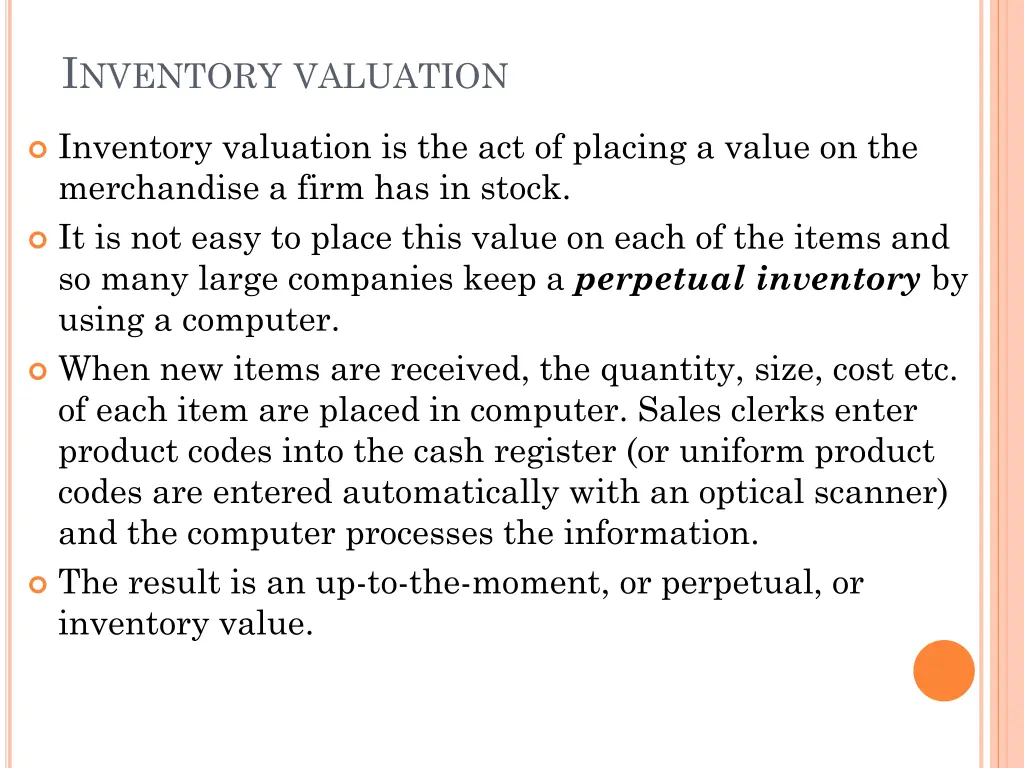 i nventory valuation